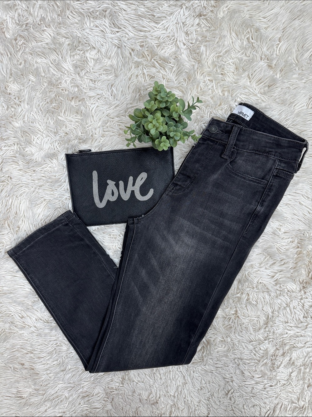 Vervet High Rise Straight Leg Jeans 💗 Washed Black